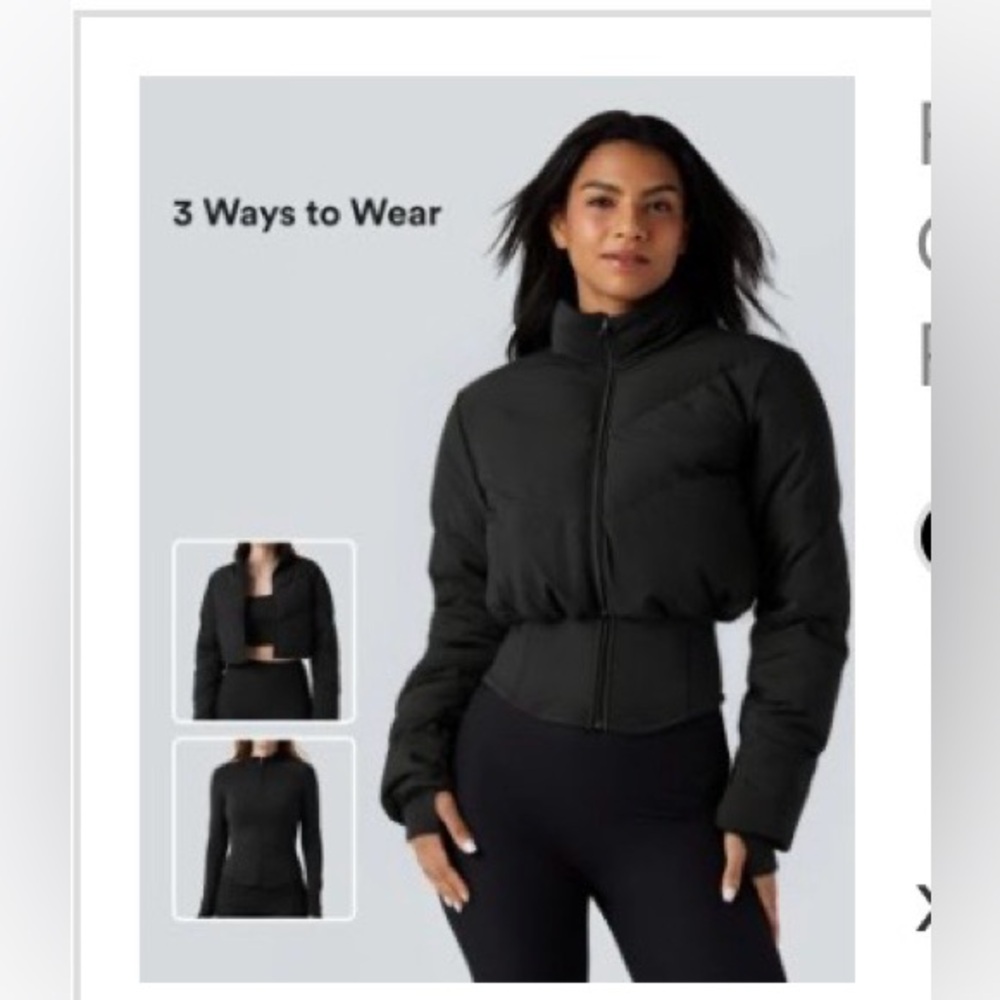 Women's Black Puffer Jacket Two Piece set